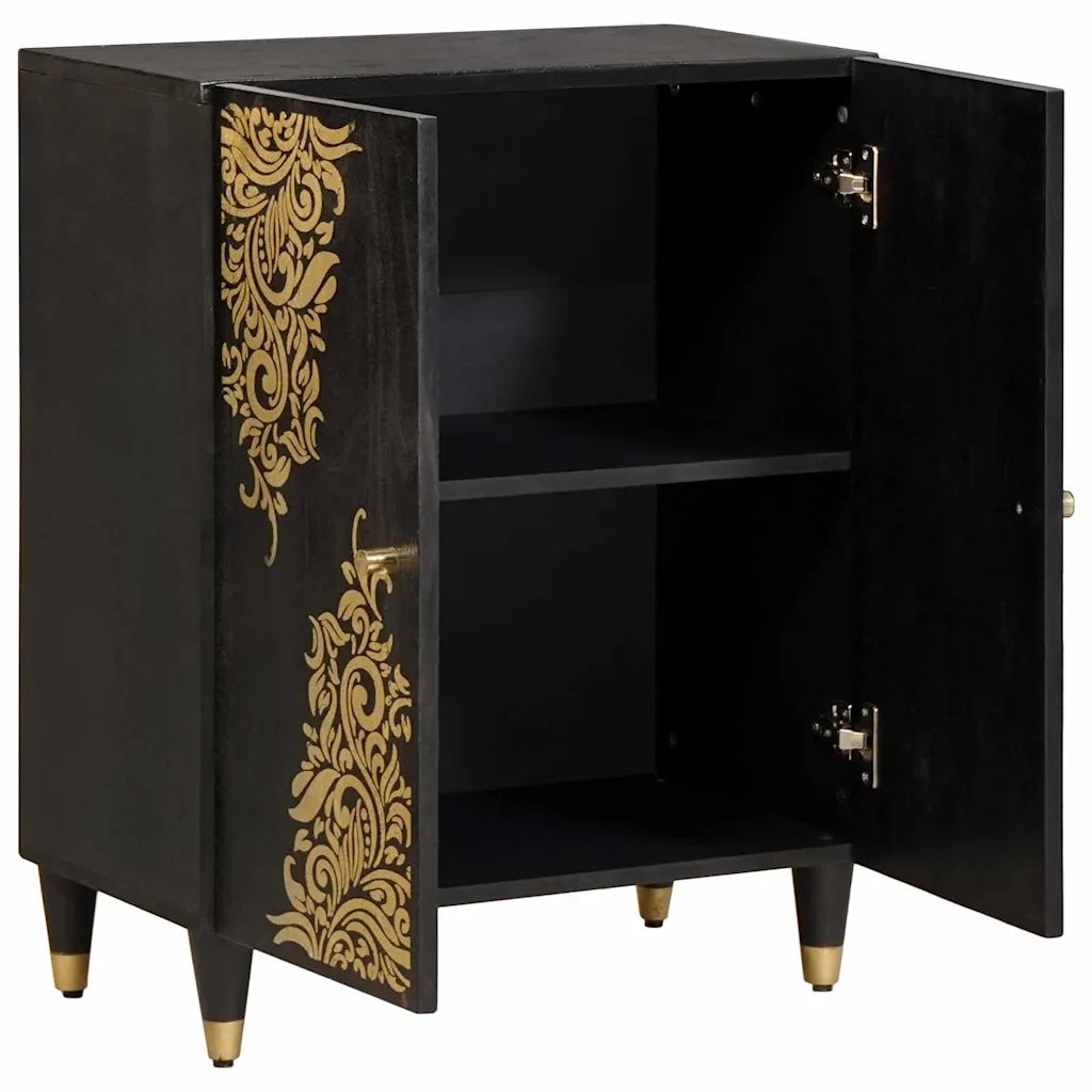 Credenza-Buffet-Armadio da cucina Nero 60 x 33 x 75 cm Legno di mango massello 872628