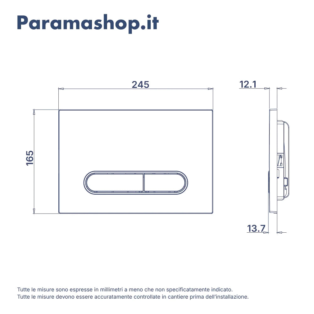 Placca di scarico doppio tasto in ABS oro champagne e cromato