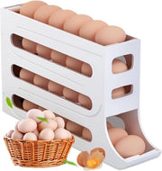 Contenitore per uova per frigorifero, 4 strati contenitore automatico rotante per uova per frigorifero, contenitore per uova con grande capacità per 30 uova, organizzatore per frigorifero per la conservazione delle uova (bianco)
