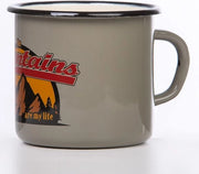 Moka con Slogan - Le Montagne sono la Mia Vita, 330 ml, Moka da Campeggio, Resistente, Grigio