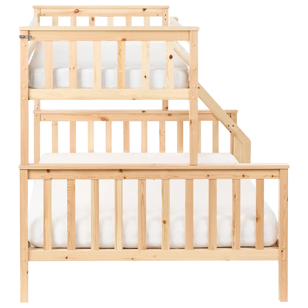 Letto a castello per bambini marrone chiaro struttura in legno 90/140 x 200 cm cameretta
