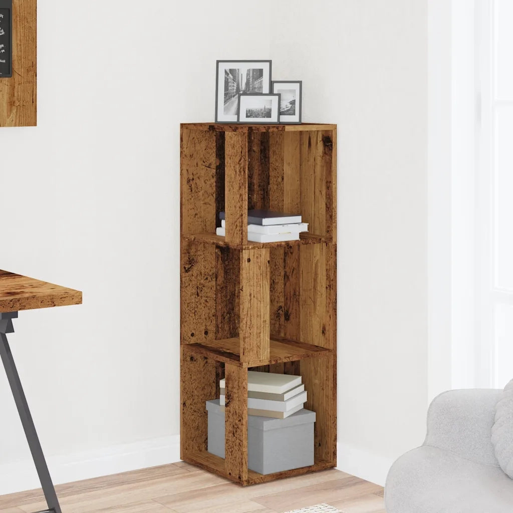 Mobile Angolare Legno Antico 33x33x100 cm Legno Multistrato