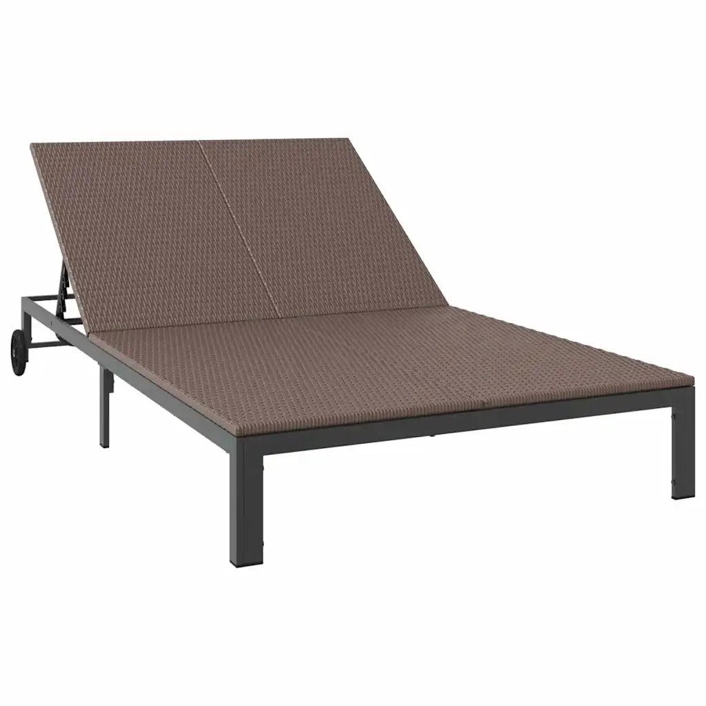Lettino da Sole Marrone 206 x 115 x 75 cm polyrattan 42004132