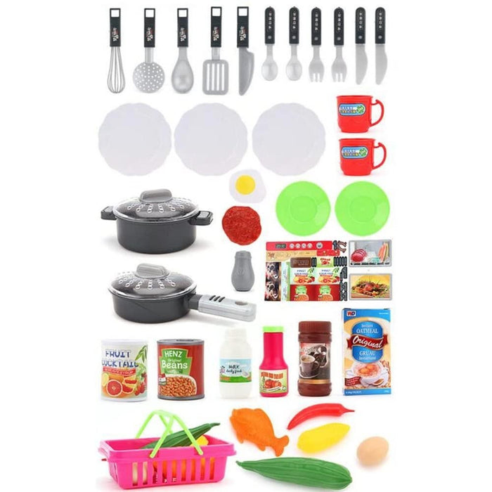 Cucina Giocattolo Bambini Fornello Luci Suoni 30 Accessori Gioco 52x26x72cm Rosa