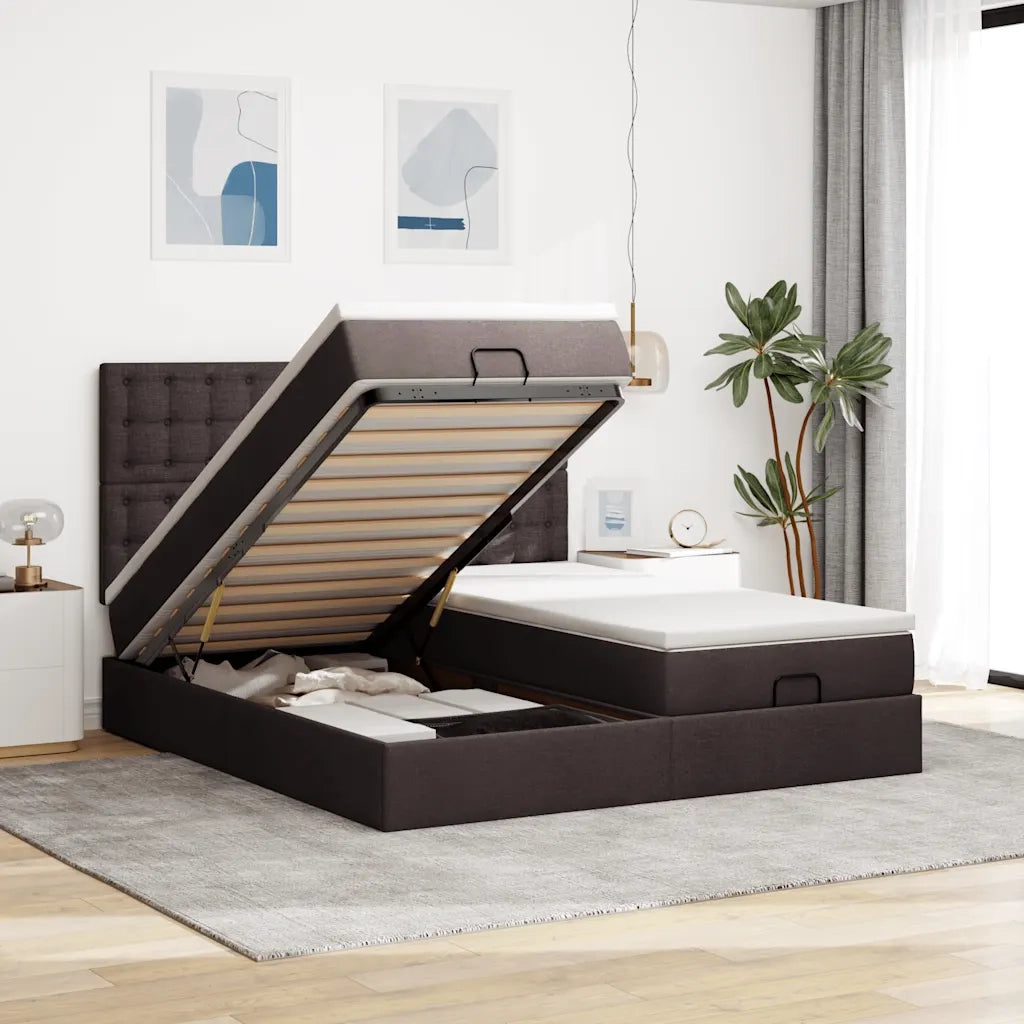 Struttura Letto Pouf con Materassi 200x200 cm in Tessuto 3314593