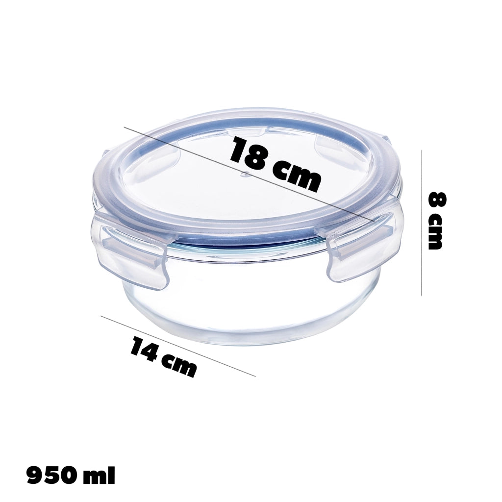 Set di 3 contenitori per alimenti in vetro con coperchi e scatole rotonde KADAX