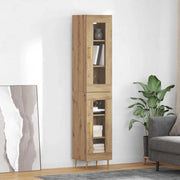 Credenza 2 pcs Rovere artigianale Vetro 3415973