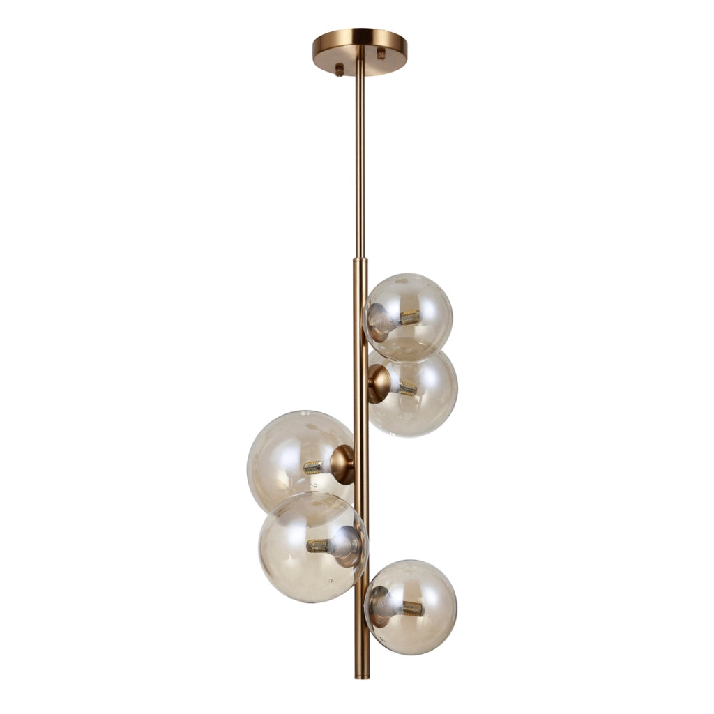 Lampadario a cascata ottone miele CANELLO Italux 5xG9