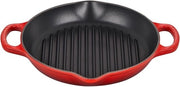 Grill pan a ciotola profonda rotonda in ghisa 25cm - Adatto per tutti i fornelli e gli forni - Rosso ciliegio
