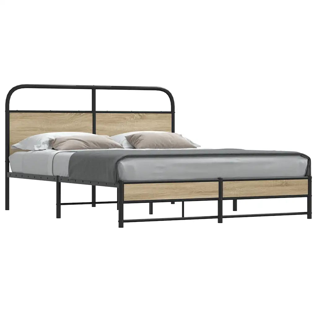 Giroletto senza Materasso in Metallo-Struttura Letto Rovere Fumo 160x200 cm 874164