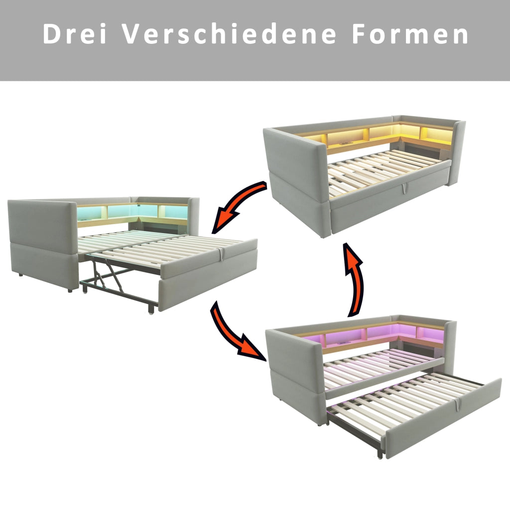 Letto divano estraibile flanella 90/180x190 cm