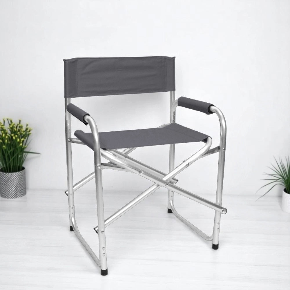 Sedia relax pieghevole Regista in alluminio con rivestimento in textilene grigio