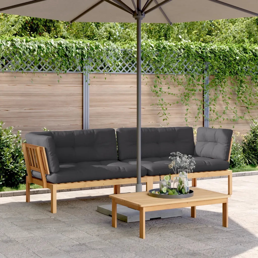 Divani Angolari Pallet Giardino 2pz con Cuscini Massello Acacia 3209349