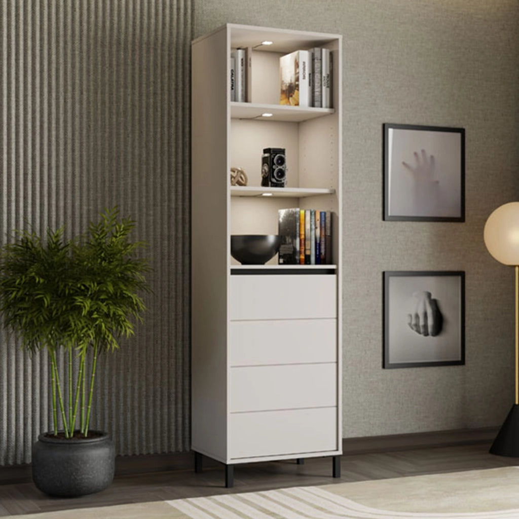 Mobile Espositore Calto, Vetrina 4 Ripiani, 55x40x193h cm Bianco Crema