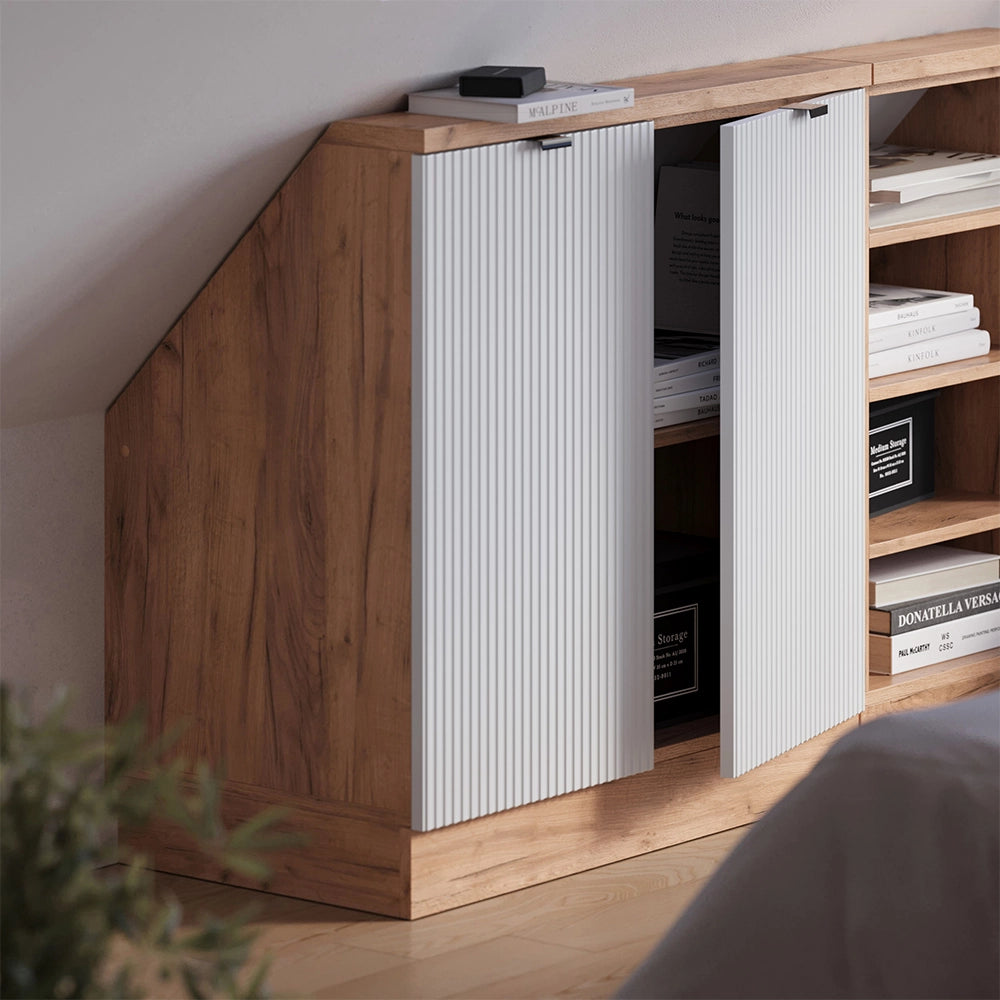 Mobile sottotetto Rion Ondulazione bianca/Rovere dorato 80 x 83.8 cm con 2 porte Vicco