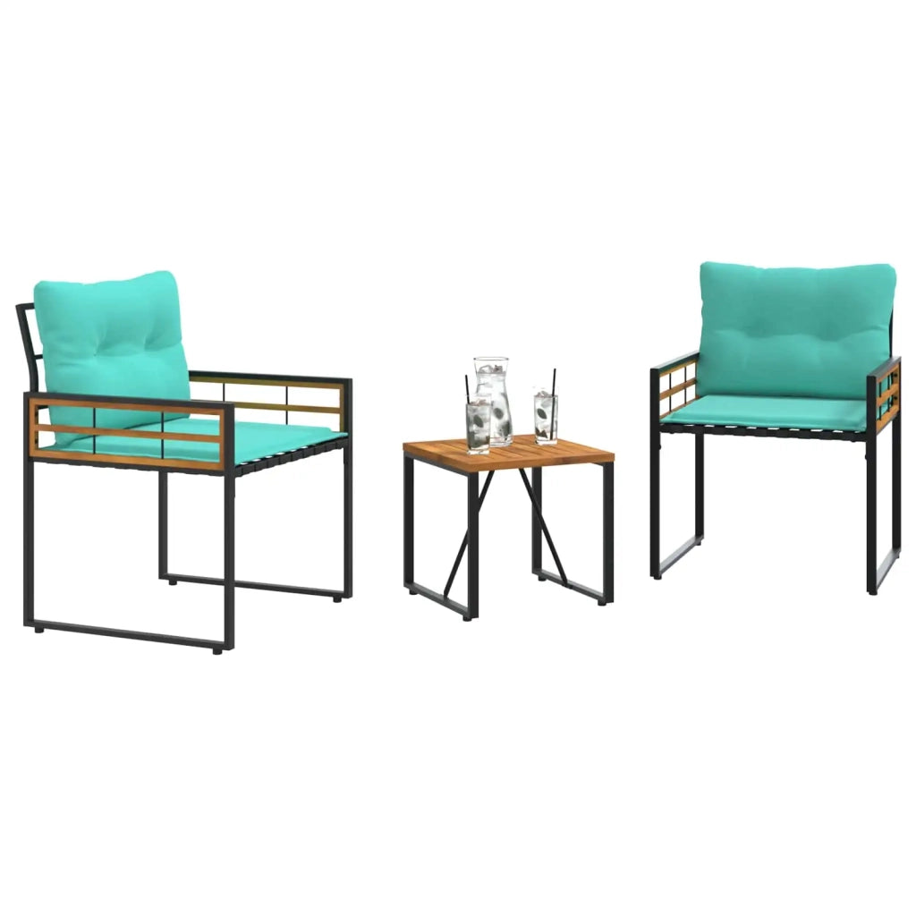 Set di Mobili da Esterno con cuscino 3 pz | Set Salotto da Giardino Turchese