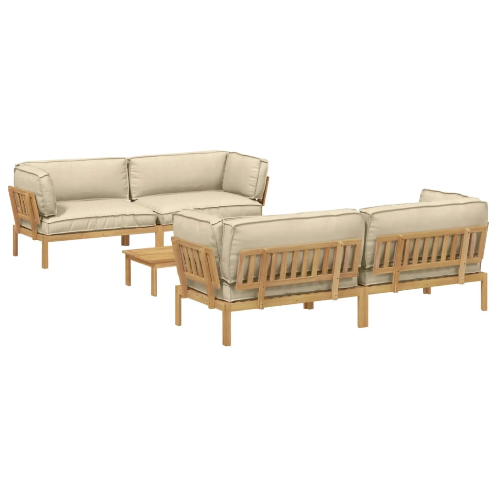 Set di divani con cuscino 5 pcs Beige Legno di Acacia Massello 3418467