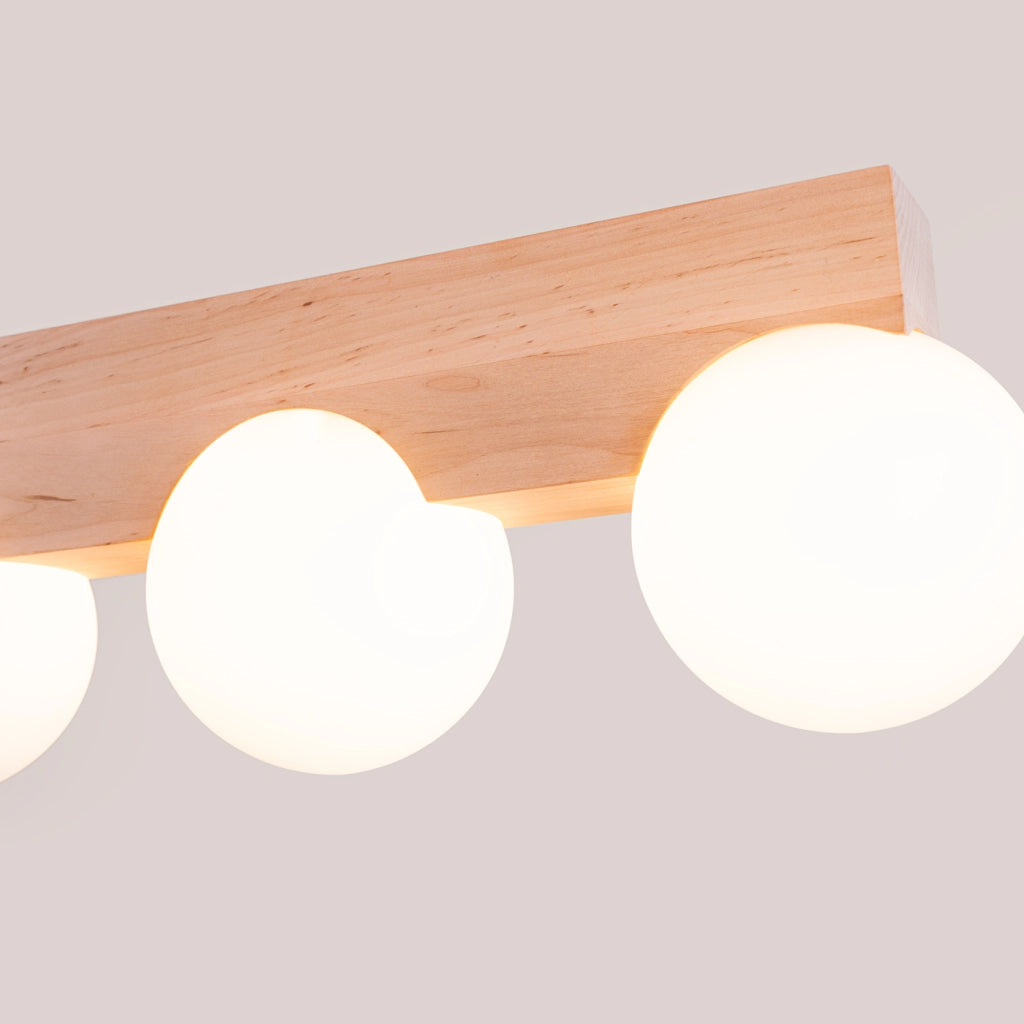 Lampada a sospensione BULBO Peach Puff a 3 luci in legno e vetro, design moderno