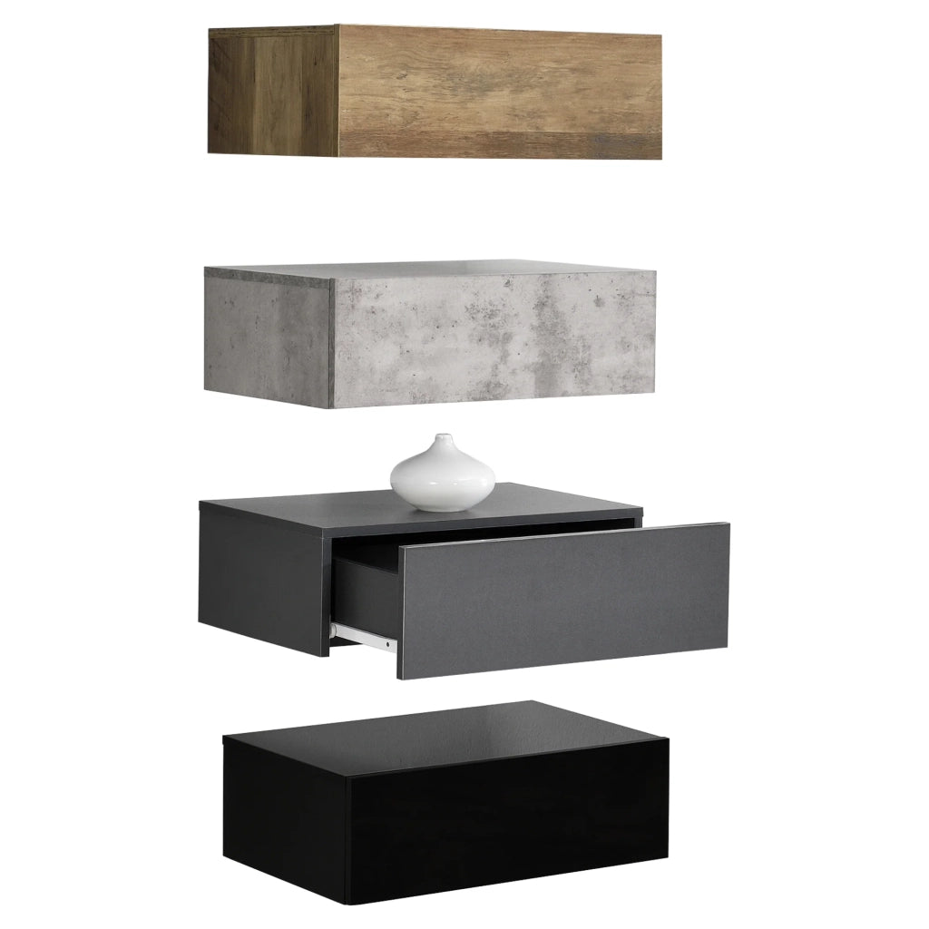 Set di 4 mensole da parete per camera da letto con 4 cassetti in diversi colori 46 x 30 x 15 cm 03_0007109