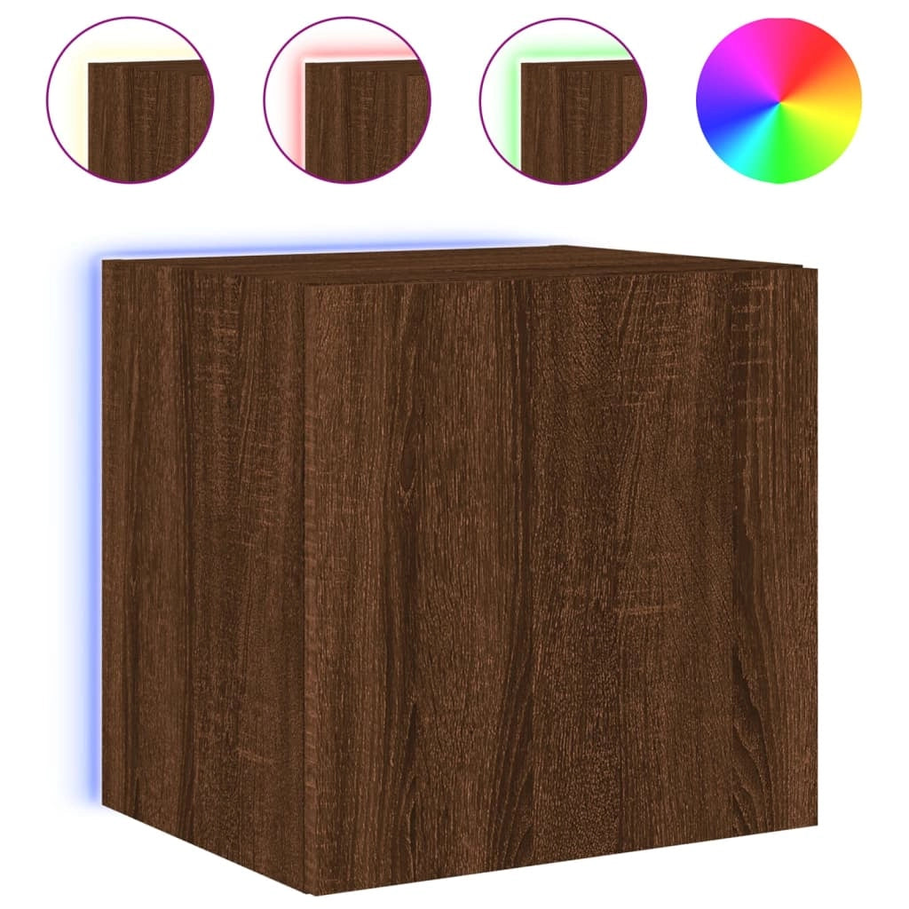 Mobile TV multimediale scaffale TV credenza mobile TV sala da pranzo soggiorno parete attrezzata per camera da letto con luci LED rovere 40,5 x 35 x 40 cm marrone 02_0027949