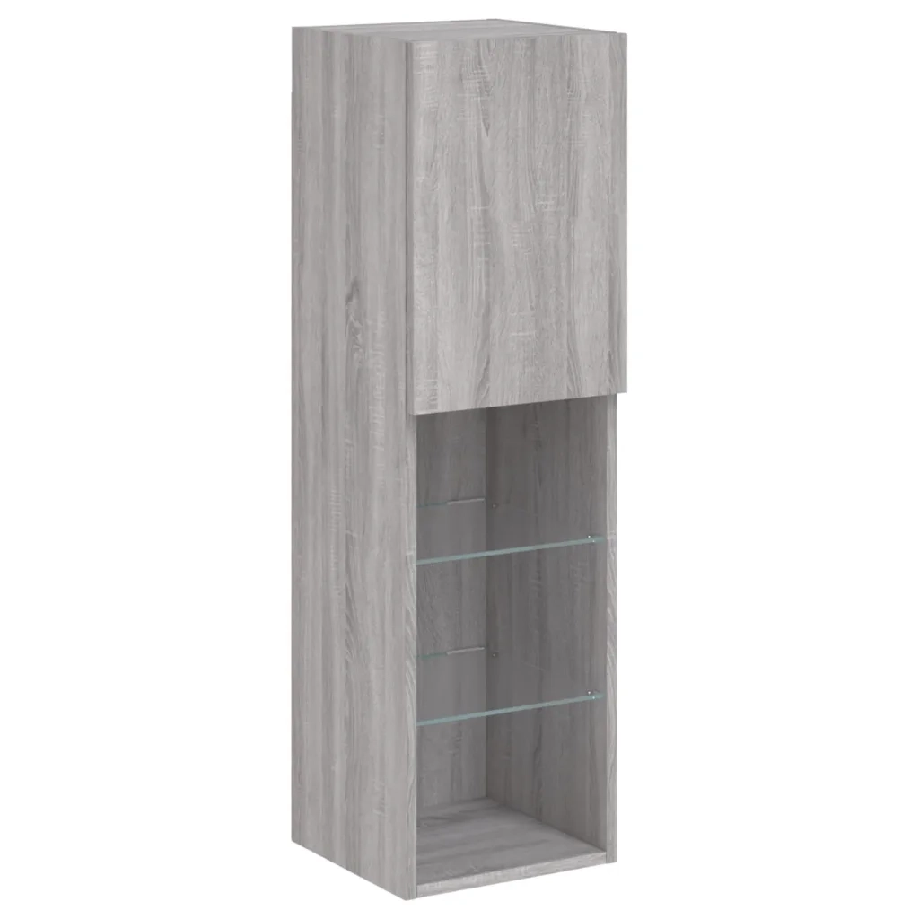 Set Mobili TV a Muro 8 pz con Luci LED Grigio Sonoma 3216769