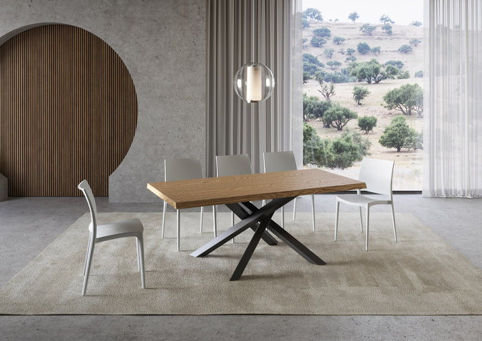 Tavolo Allungabile 180/230x90 cm Versalux Rovere Scortecciato Gambe Antracite