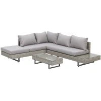 Set Giardino Esterno, Salotto da Giardino, Set Divani da Esterno con Tavolino da Giardino, Mobili da Giardino in Rattan Grigio