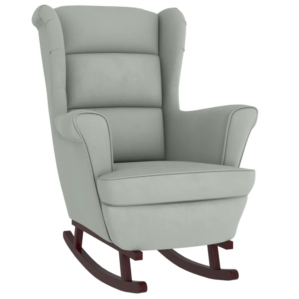 Sedia a dondolo con schienale alto in velluto grigio chiaro 3121230