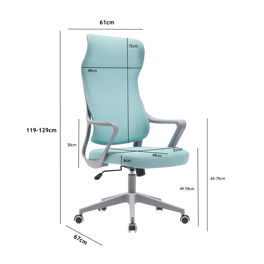Sedia studio Hispanohogar altezza regolabile in tessuto acquamarina 127x67x69