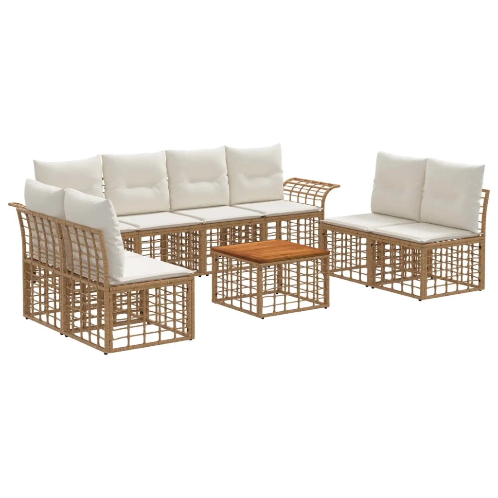 Set di divani da esterno 9 pcs Naturale e Bianco Crema