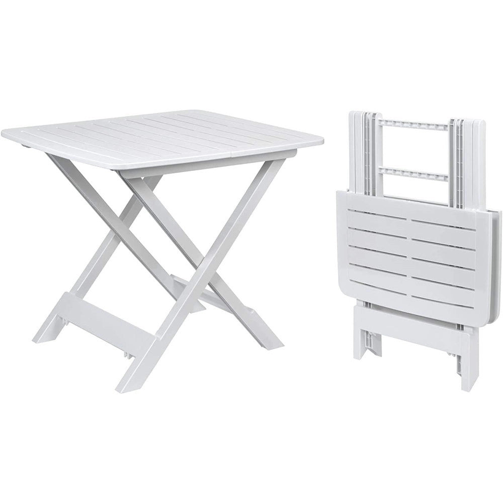 Trade Shop - Set Salotto Con 2 Sedie Tavolo Da Giardino Pieghevole Resistente Camping Bianco 006669 -