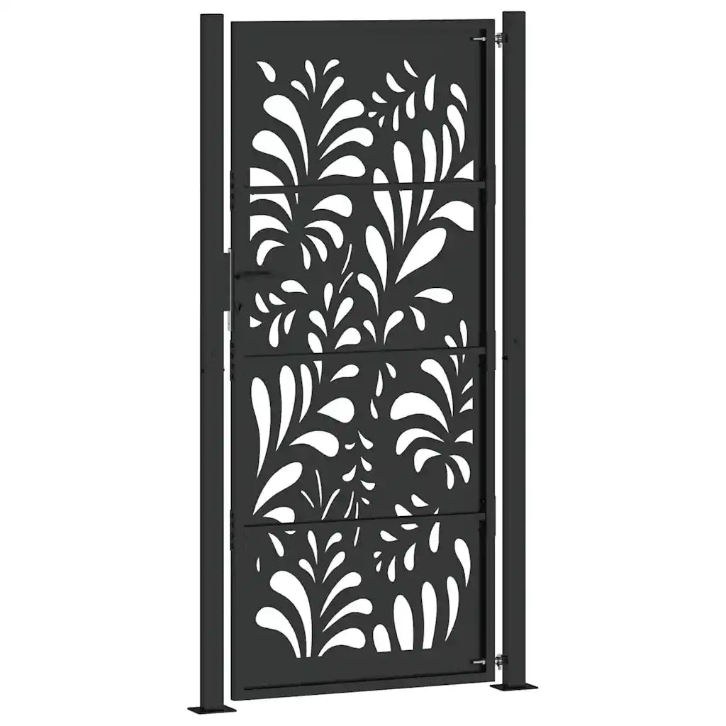 vidaXL Cancello Giardino Nero 105x205 cm in Acciaio Design Ondulato