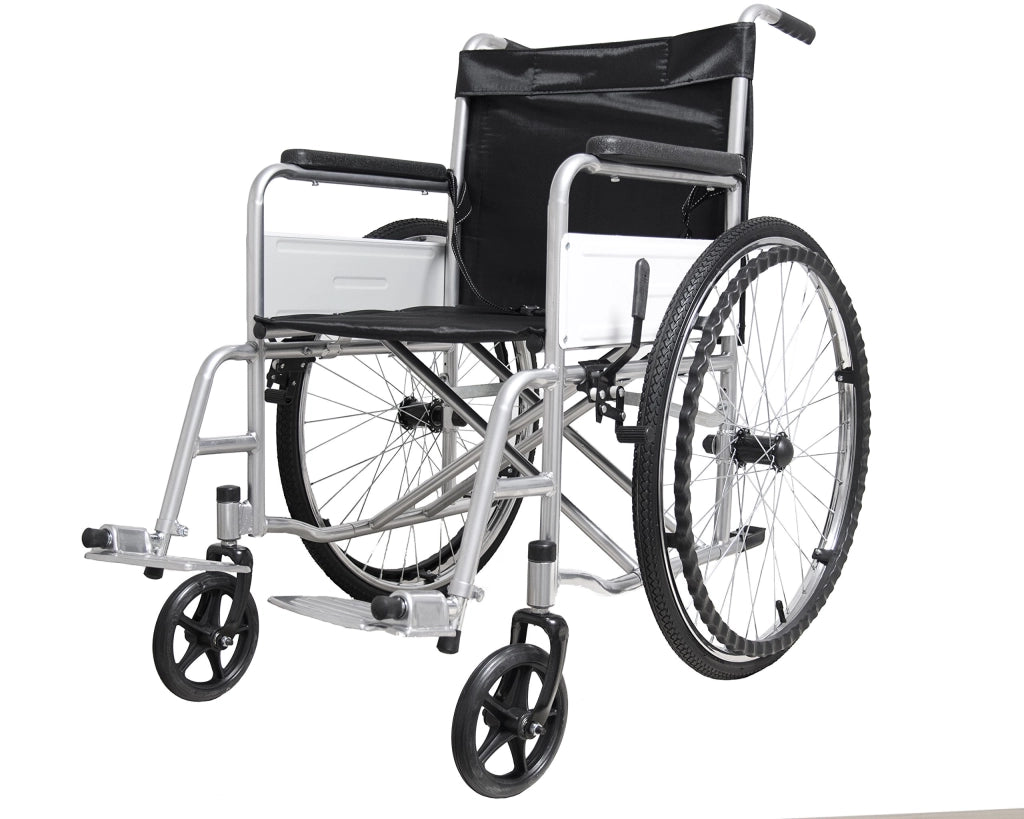 Sedia A Rotelle Carrozzina Ad Autospinta Per Disabili Anziani Telaio Robusto Ergonomico Pieghevole In Acciaio Con Braccioli Poggiapiedi Estraibili Cintura Di Sicurezza Colore Grigio