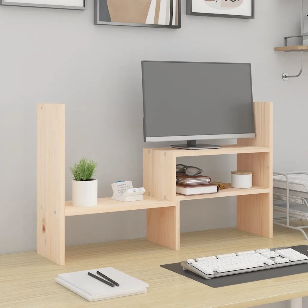 Supporto per Monitor (39-72)x17x43 cm in Legno Massello di Pino 814009