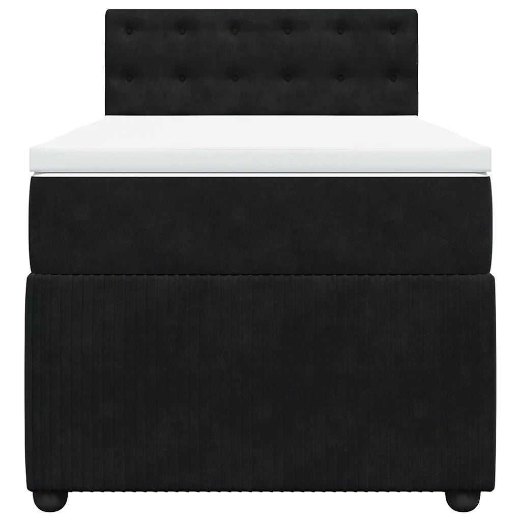 Giroletto a Molle con Materasso Nero 90x200 cm in Velluto 3289940
