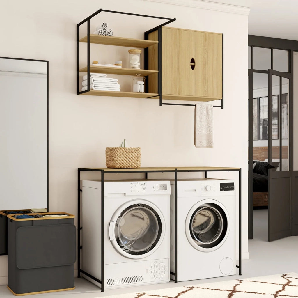 IDMarket - Set lavatrice e asciugatrice di design industriale DETROIT