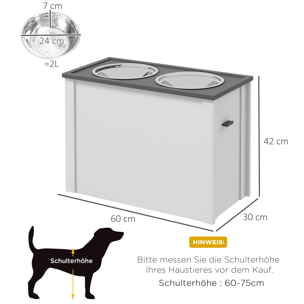 Mangiatoia Mobile per Cani con Cassetto ¨C Zephmum ¨C Bianco Grigio 60x30x42