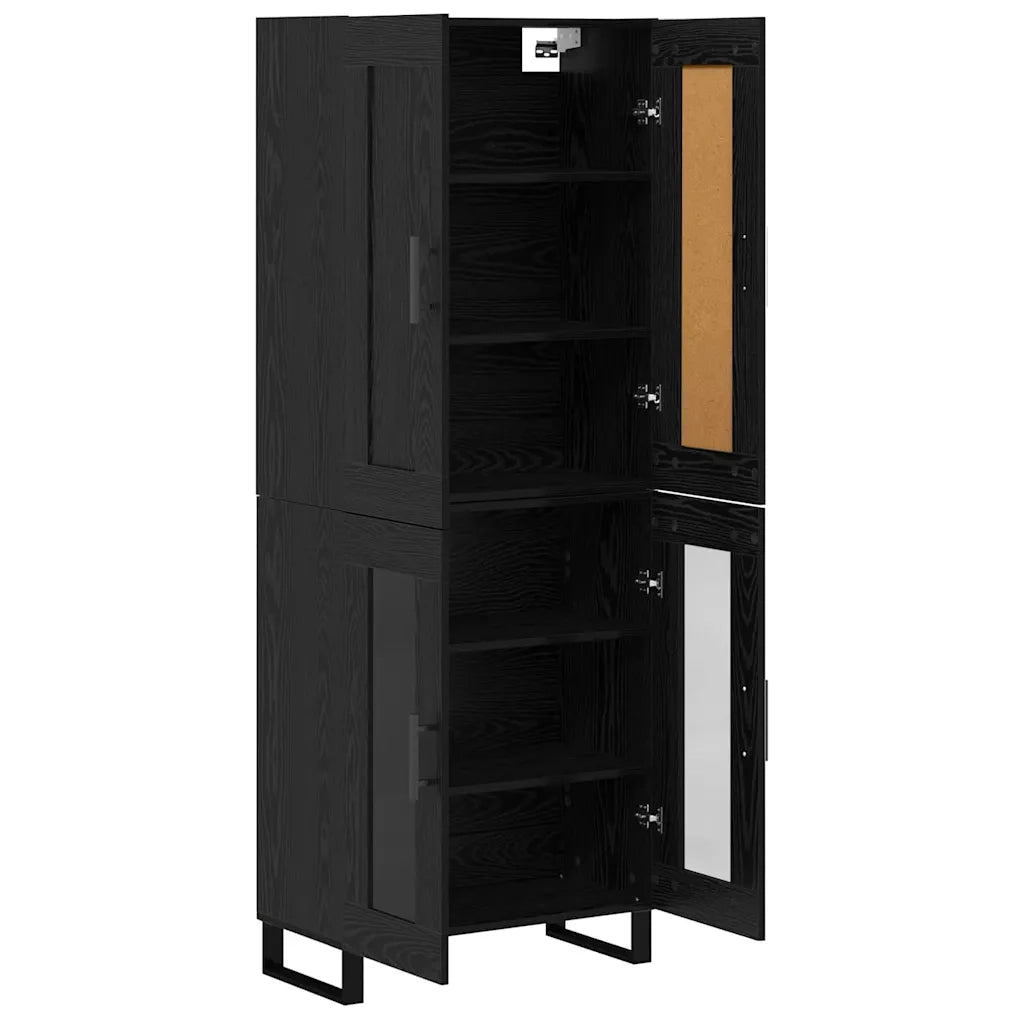 Credenza-Buffet-Armadio da cucina Rovere Nero 69,5 x 34 x 180 cm Legno multistrato 225784