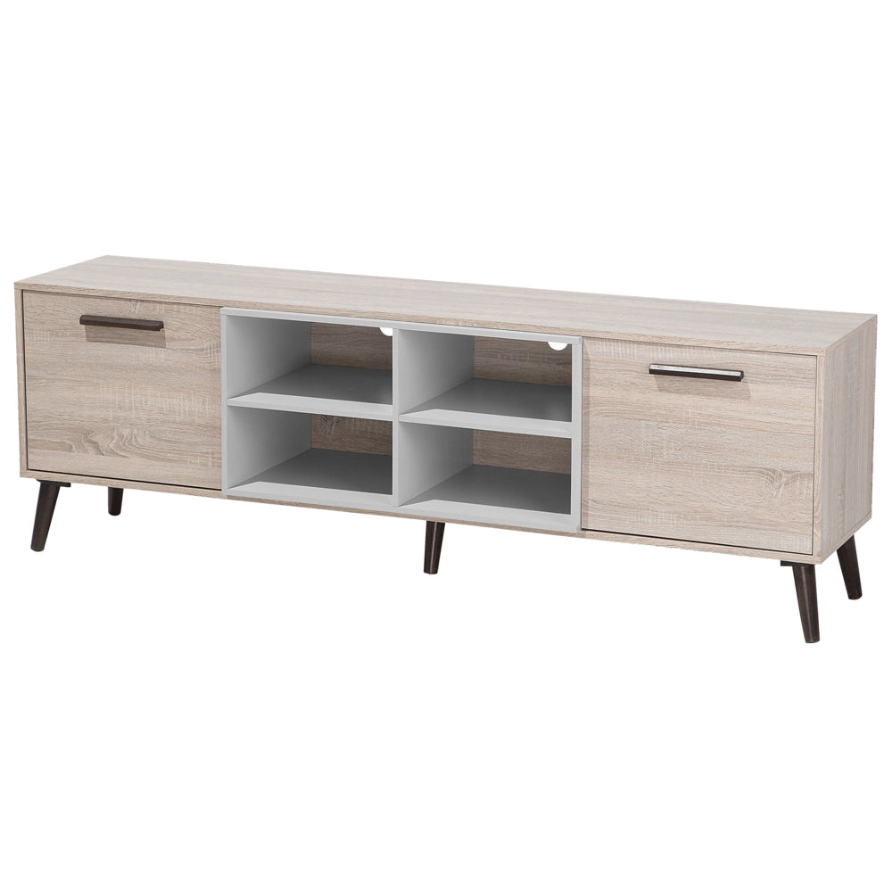 Mobile TV in legno chiaro con grigio per TV fino a 78ʺ con 2 ripiani