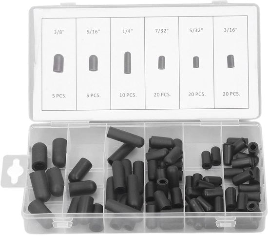 Assortimento di Pluggen di Protezione per Vacuüm - Impermeabili e Resistenti al Calore - Nero - Pluggen in Gomma - Ideali per Applicazioni di Vacuüm - 80 Pezzi