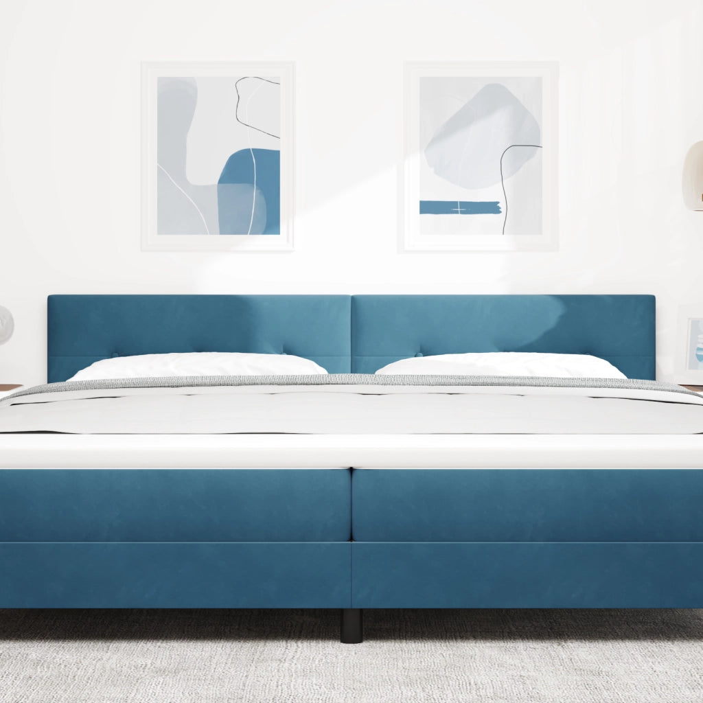 Testiera  Tappezzata con Bottoni Blu Scuro 200 cm in Velluto