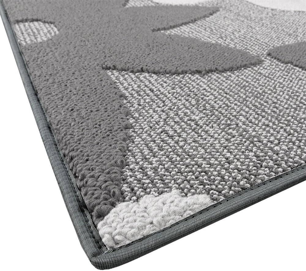 Tappeto Cucina 3D Fiore 50x135 cm Tridimensionale Morbido Moderno Passatoia Antiscivolo Grigio