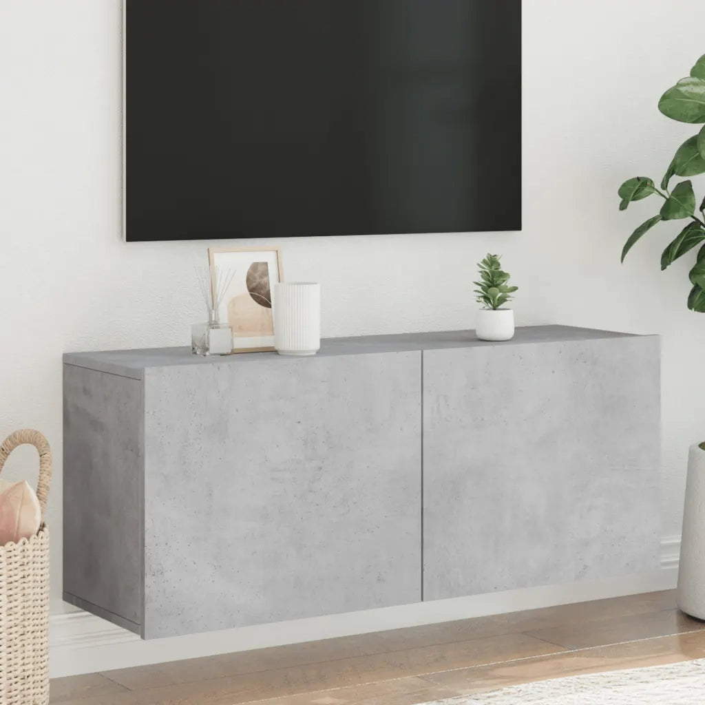 Mobile TV a Parete-Mobile TV a Muro Grigio Cemento 100x30x41 cm
