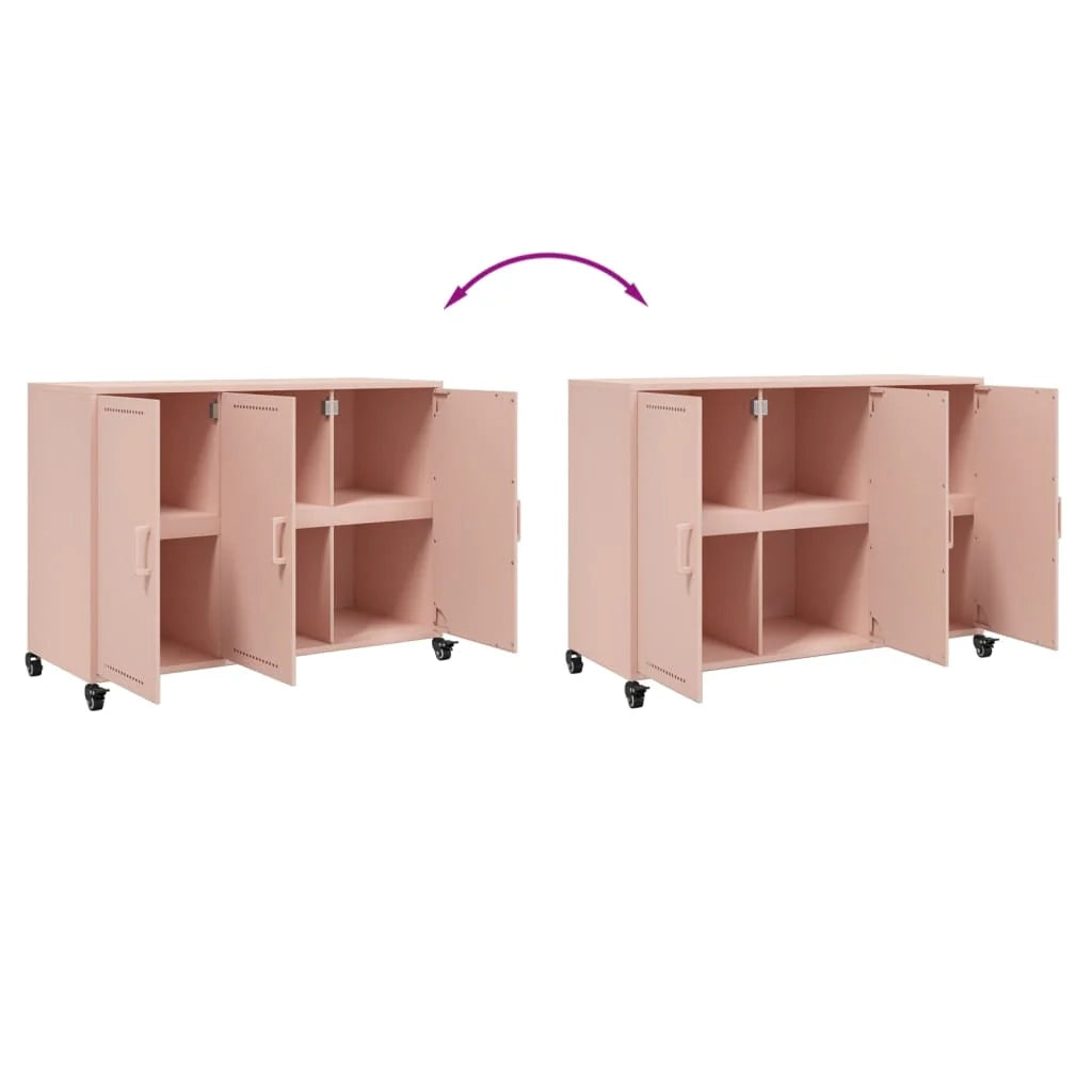 Credenza cassettiera armadio mobile contenitore organizer per cucina soggiorno salotto 100,5 x 39 x 72 cm acciaio rosa 02_0036193