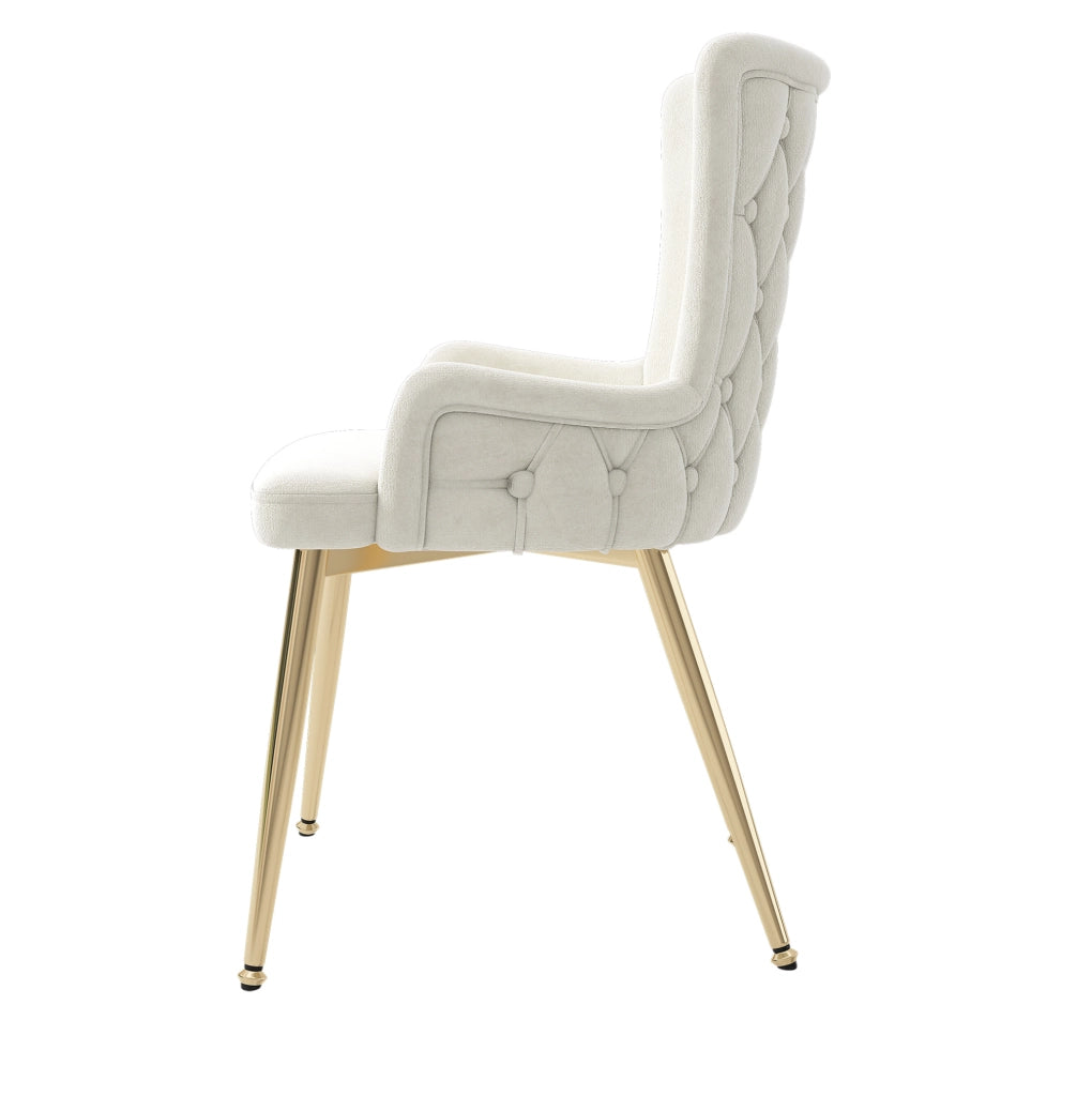 Set di 4 sedie in velluto beige con gambe in metallo e montaggio facile