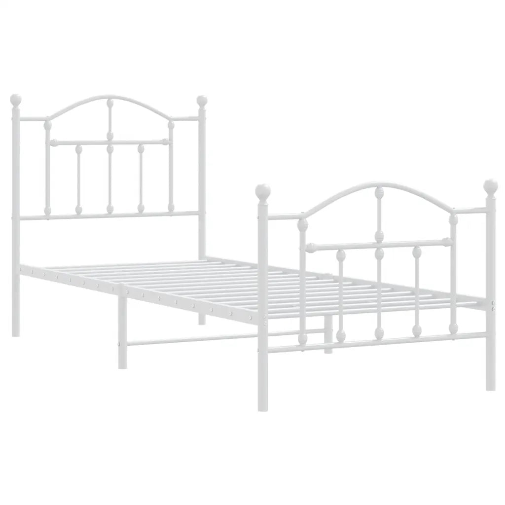Giroletto con Testiera e Pediera Metallo Bianco 90x200 cm