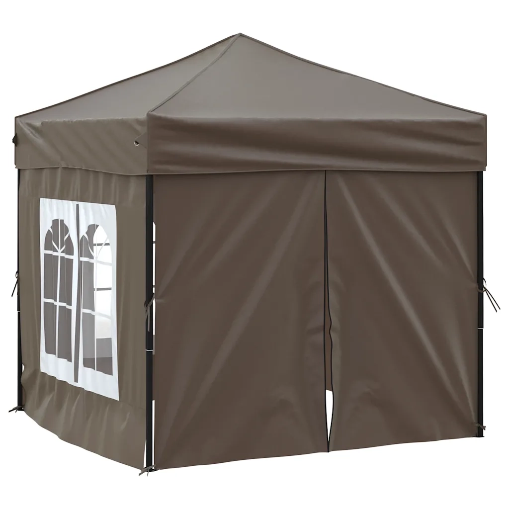 Tenda per Feste Pieghevole con Pareti Laterali-Tenda Gazebo Tortora 2x2 m 469317