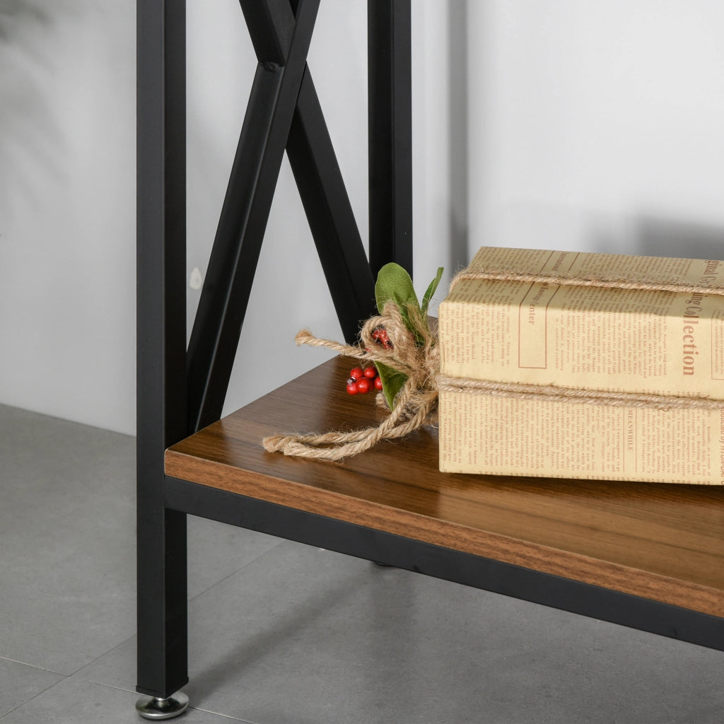 Tavolo consolle ingresso industriale con ripiani ¨C zephmum ¨C legno noce 120x23.5x75 cm