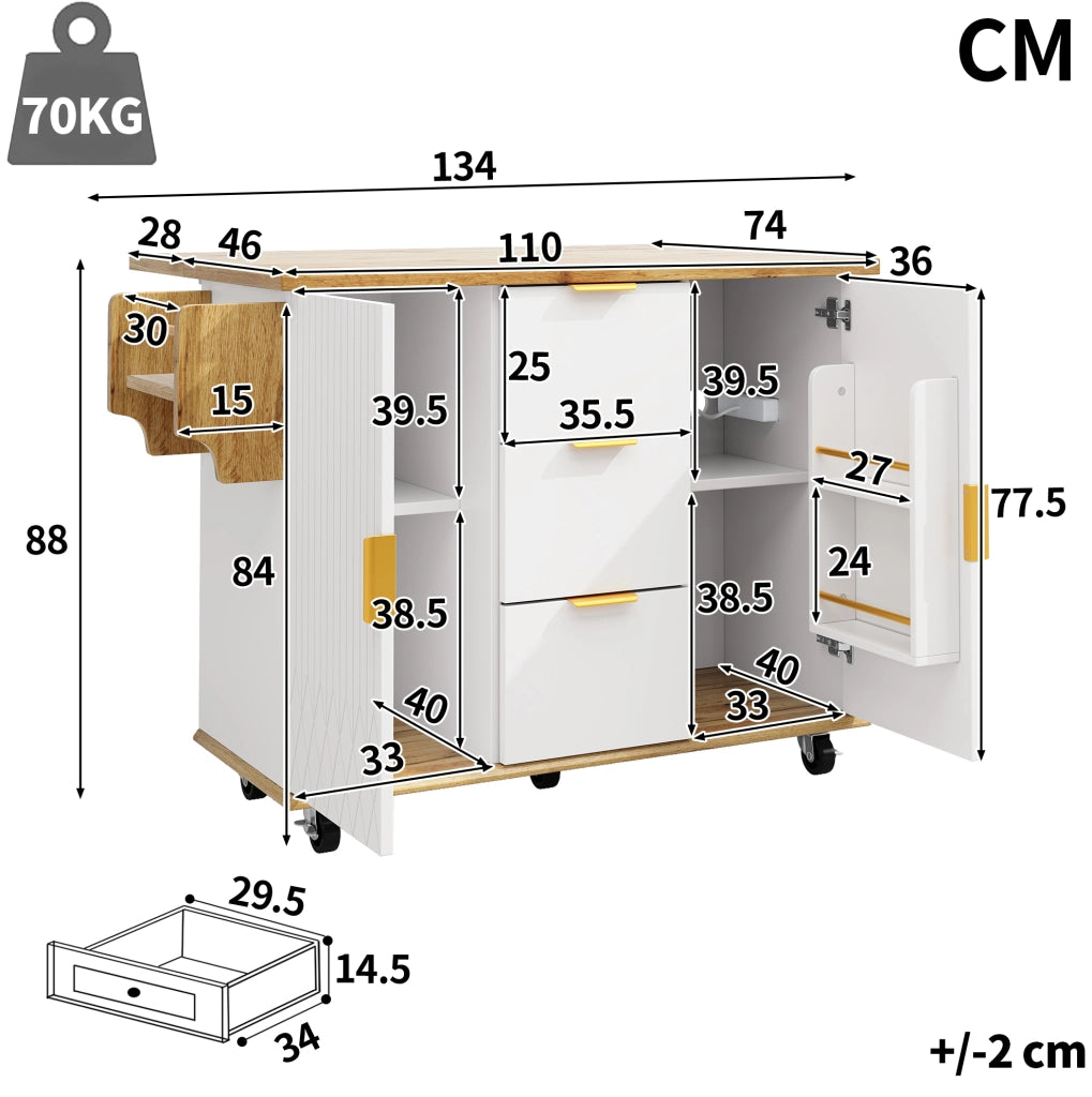 Set carrello cucina mobile con sgabelli e presa elettrica
