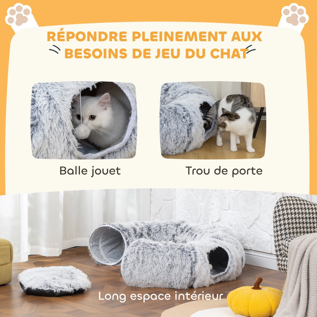 Letto per Gatti a Forma di Ciambella con Cuscino Lavabile ¨C zephmum ¨C Grigio Chiaro 90x80x27 cm